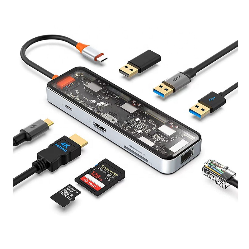 Usb Hub - USB-C-Hub mit 4K-Anschluss, Ethernet, 100W PD,