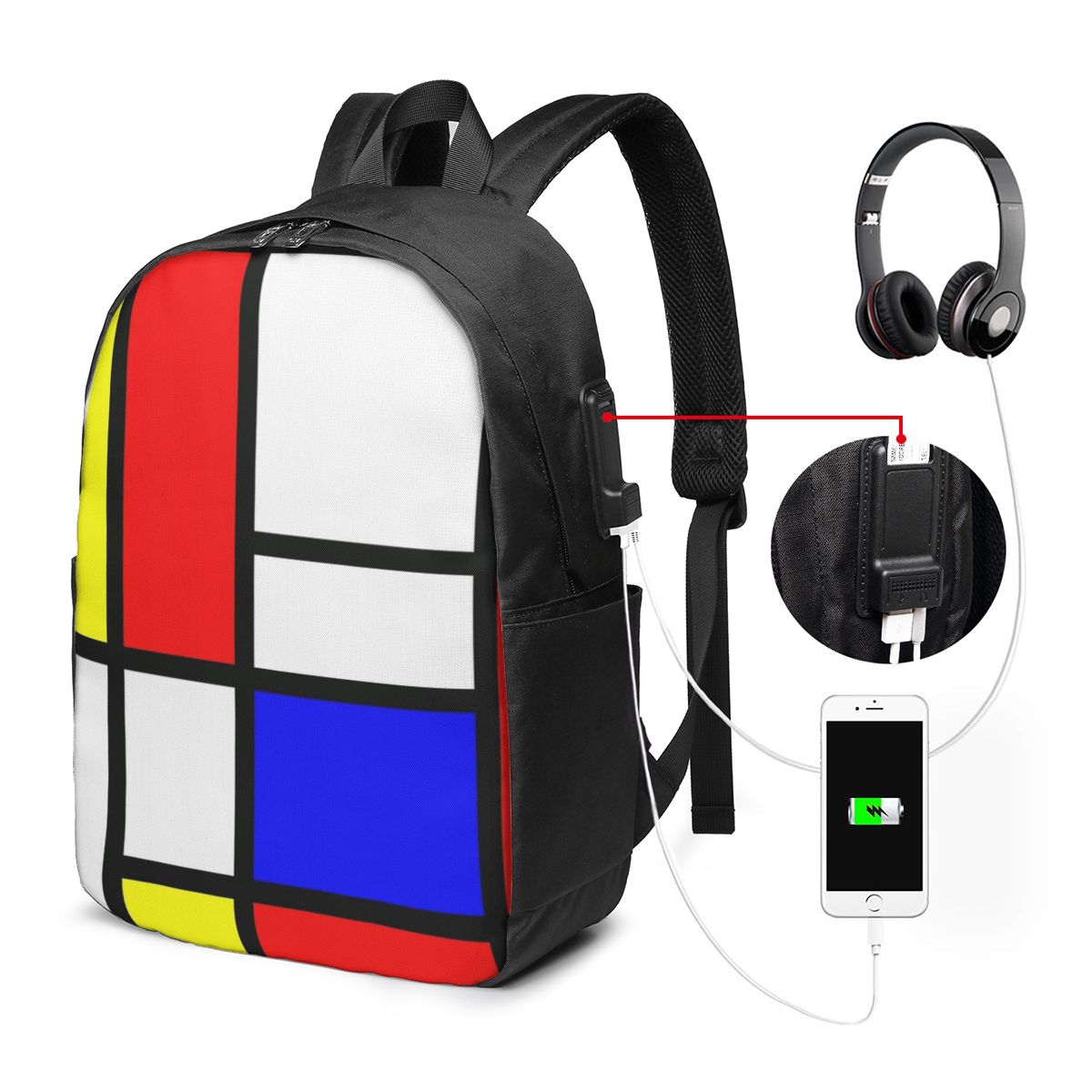 Laptop Bag - Piet Mondrian Composition Rucksack, Reisetasche, Notebook-Tasche,