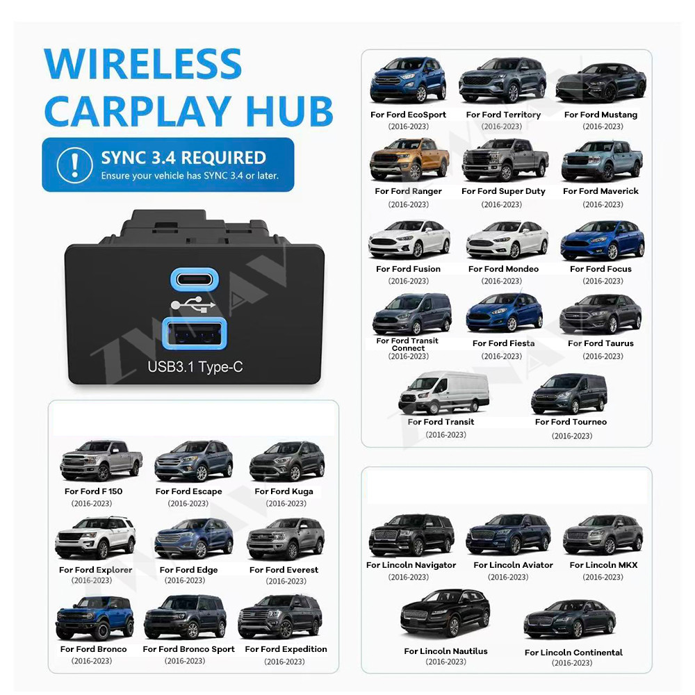 Usb C Hub - Kabelloser CarPlay Android Auto Adapter für