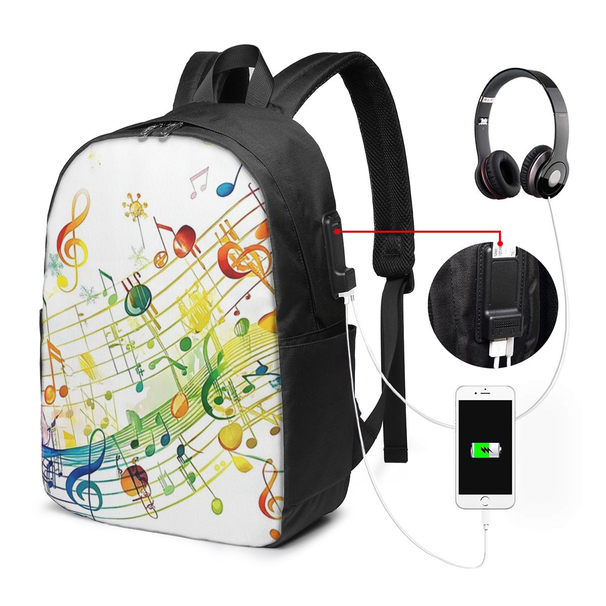 Laptop Bag - Abstrakte Klaviertasten mit Musiknoten, Rucksack, Reisetasche,