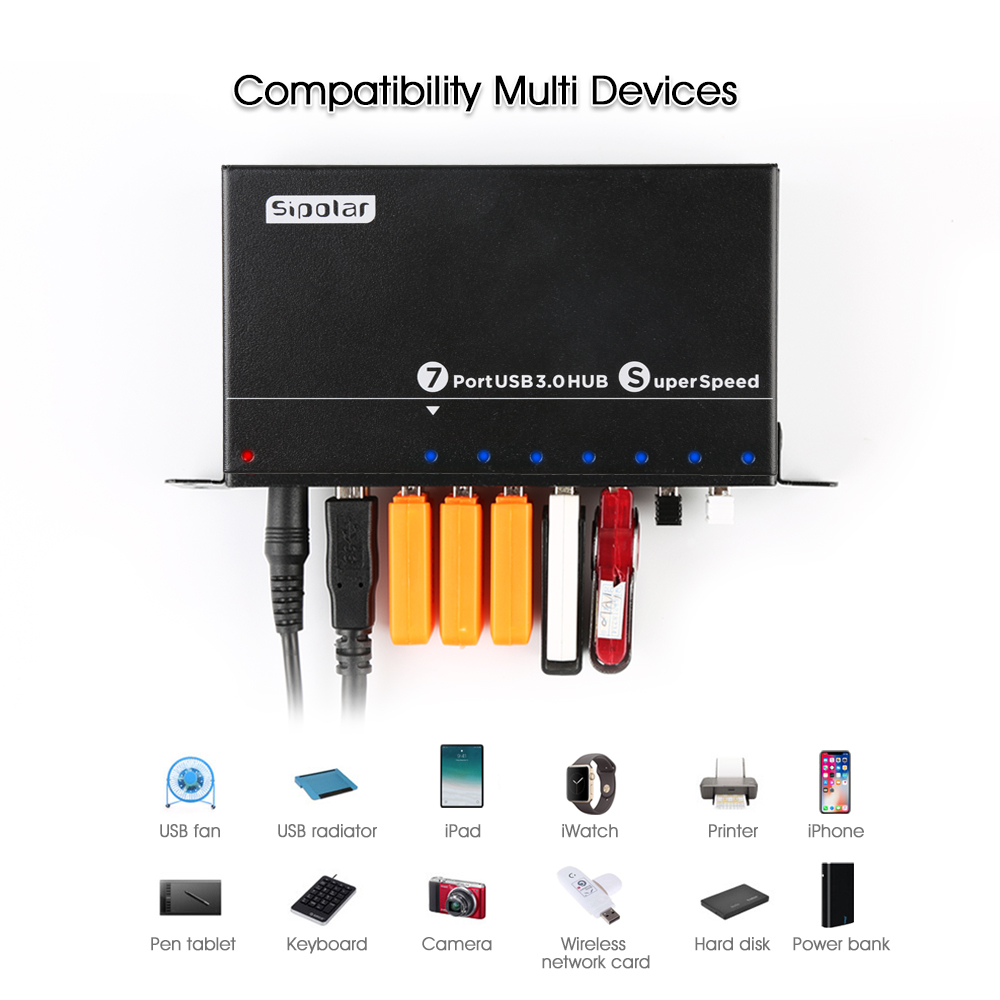 Usb Hub - A-173 Industrieller 7-Port USB 3.0 Metall-Hub