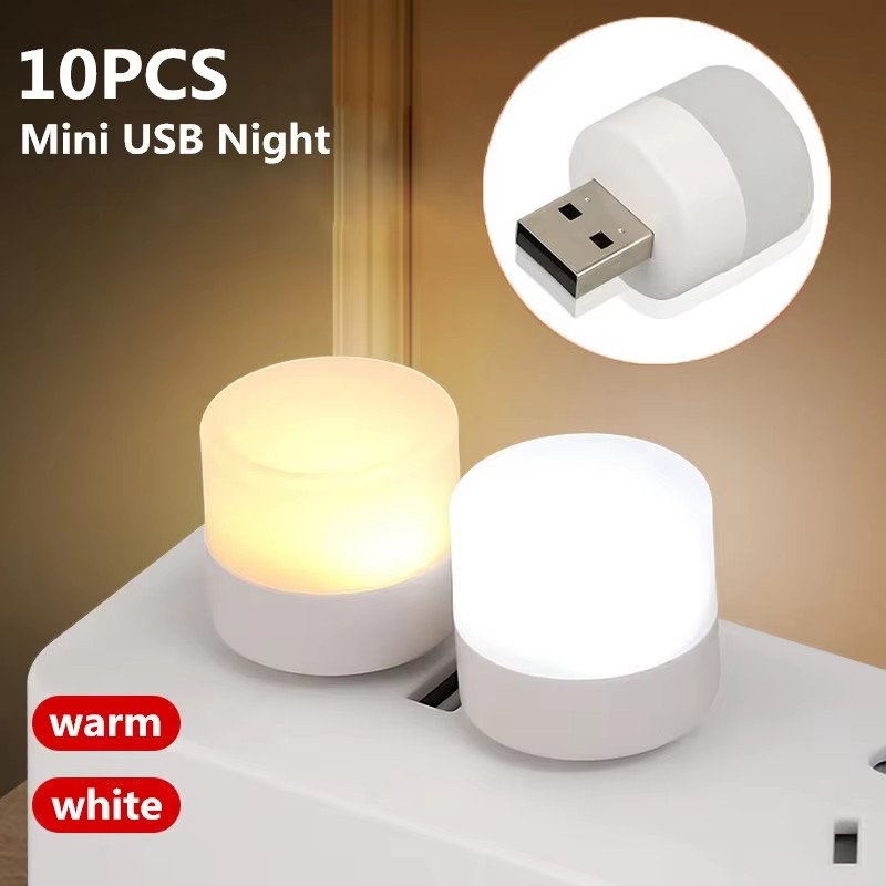 Usb Hub - 1/10 Stück Mini-USB-Nachtlicht, warmweiß, augenschonend, Leselampe