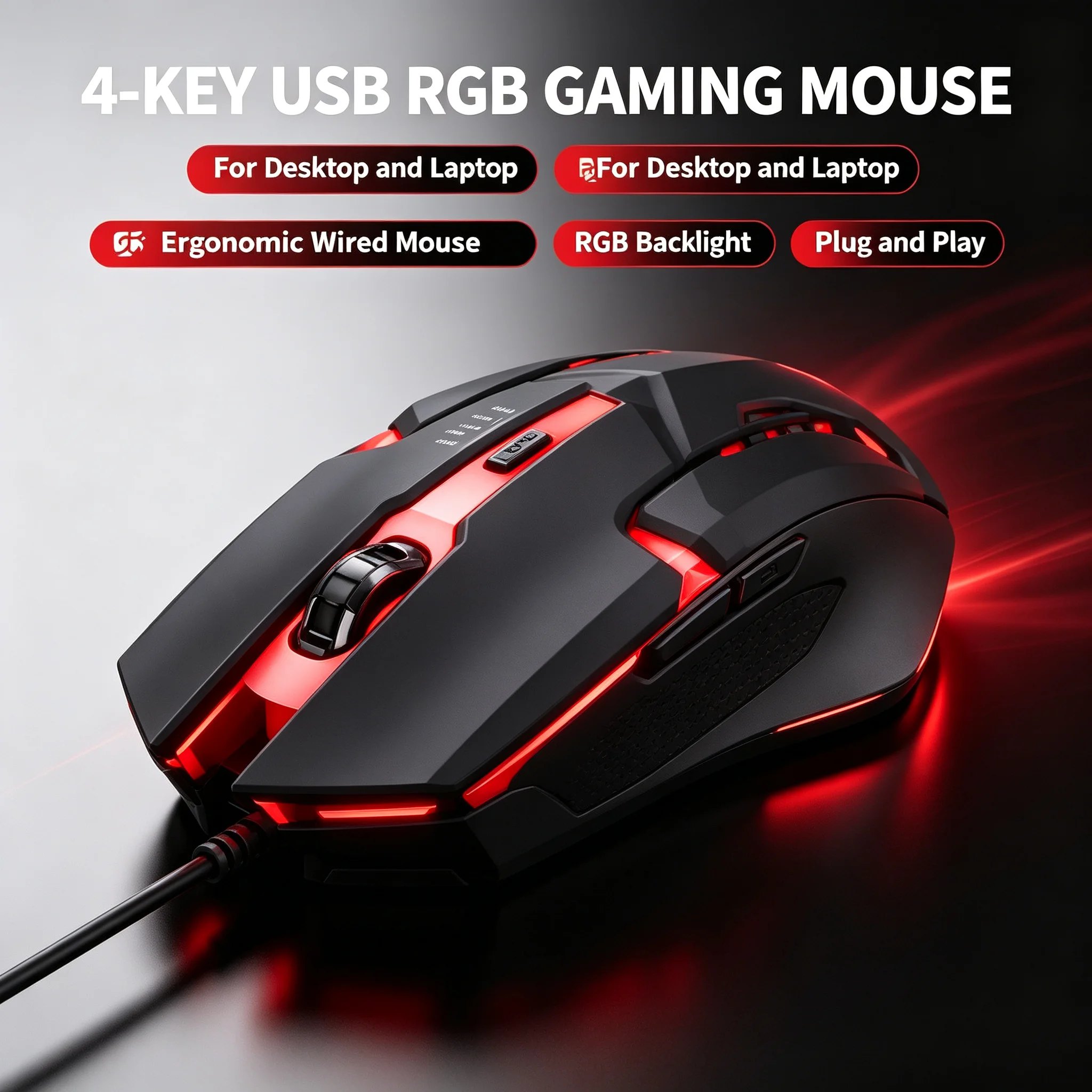 Bunte 3-Tasten-LED-E-Sports-US – Laptop Mouse Bewertung und Preis