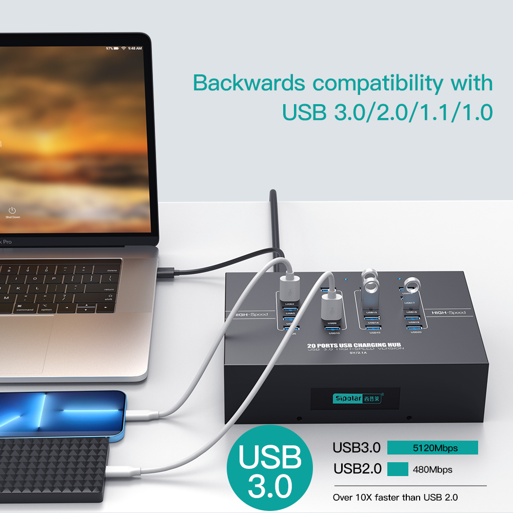 20-Port USB 3.0 Ladehub mit Sy – Usb Hub Bewertung und Preis
