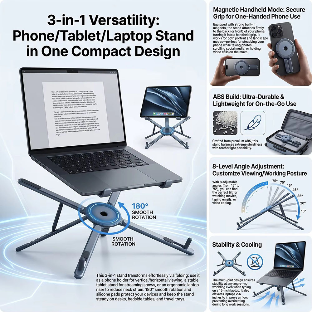 Tragbarer Magnetischer Handyha – Laptop Stand Bewertung und Preis